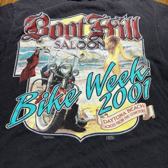 Vintage Boot Hill Saloon Bike Week 2001 Daytona Beach T-shirt Y2k Biker‎ - Picture 2 of 7